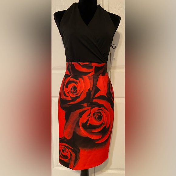Alexia Admor Dresses & Skirts - NWT ALEXIA ADMOR Red Black Rose halter size S